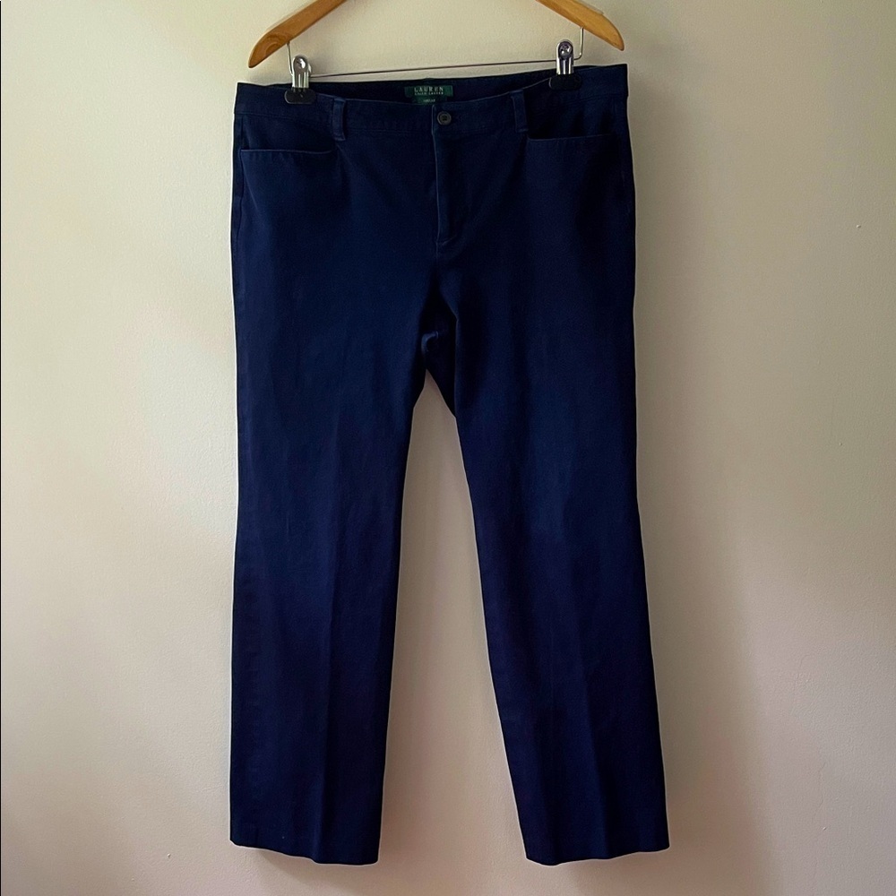 Lauren Ralph Lauren “Adelle” Navy Stretch Cotton Pants – Size 14